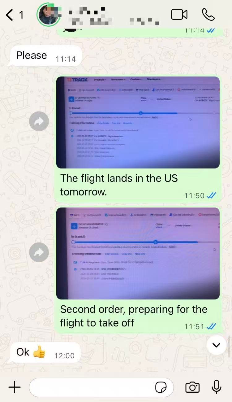 Tracking information will be updated in real-time after the package is shipped.